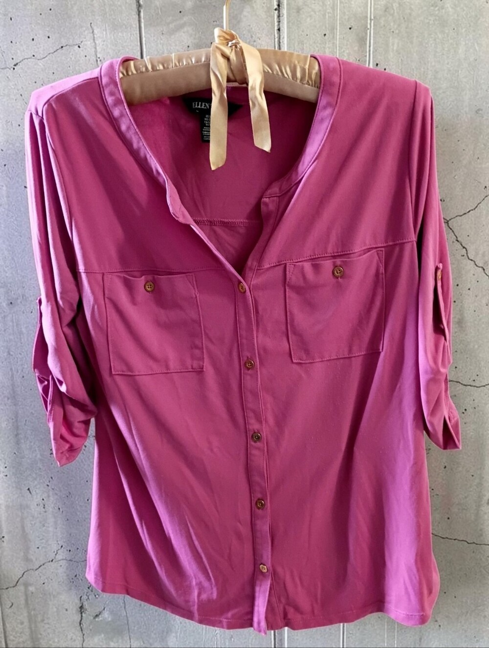 Ellen Tracy Button Up Fuschia Blouse